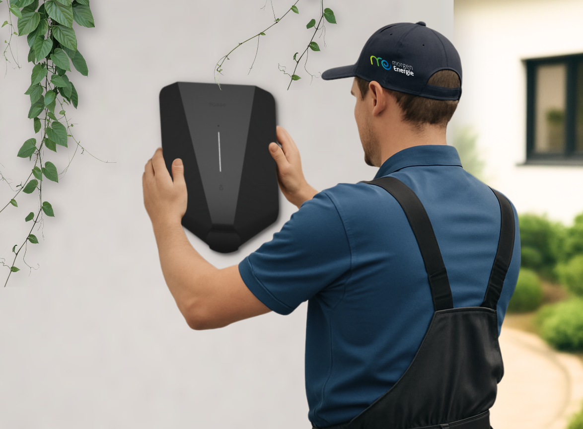 Abbildung Monteur installiert Wallbox
